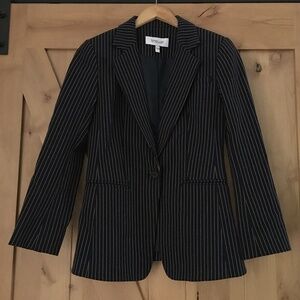 DEREK LAM 10 CROSBY Navy Blue Striped Blazer Size 4